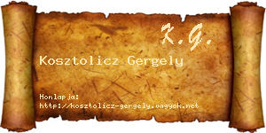 Kosztolicz Gergely névjegykártya